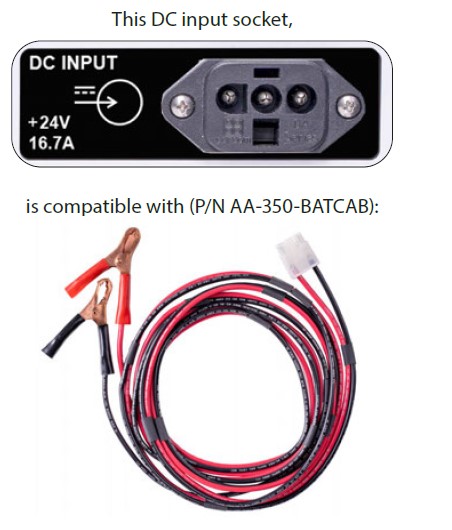 ASEPTICO GO 24VDC BATTERY POWER CORD