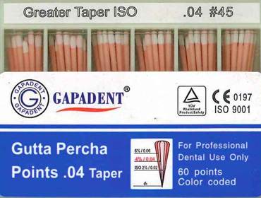 GUTTA PERCHA POINTS .04 TAPER 45 BOX/60
