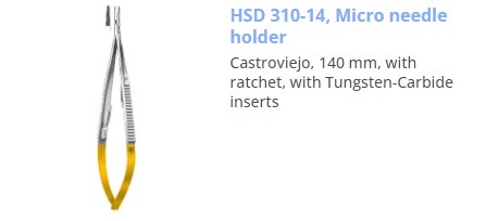 NEEDLE HOLDER MICRO CASTROVIEJO TC RATCHET STR 140MM
