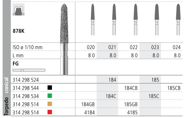 INTENSIV DIAMOND BUR 184 STD (878K-021) FG/6