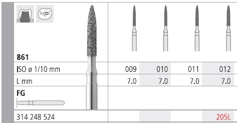 INTENSIV DIAMOND BUR 205L STD (861-012) FG/6