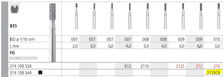 INTENSIV DIAMOND BUR 212SC XCRSE (835-010) FG/6