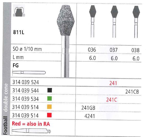 INTENSIV DIAMOND BUR 241 STD (811L-037) FG/6