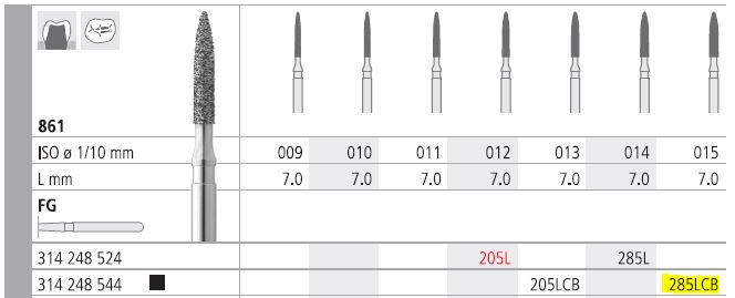 INTENSIV DIAMOND BUR 285LCB XCOARSE (861-015) FG/6