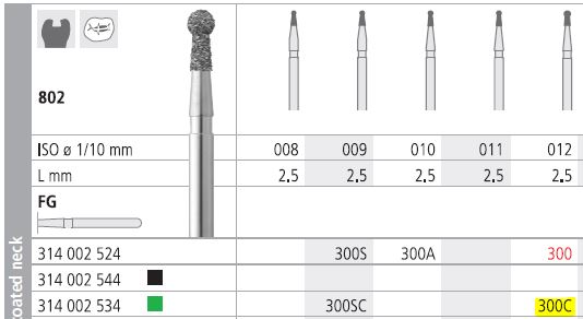 INTENSIV DIAMOND BUR 300C COARSE (802-012) FG/6
