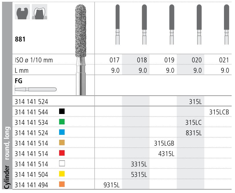 INTENSIV DIAMOND BUR 315L GOLD (881-019) FG/6