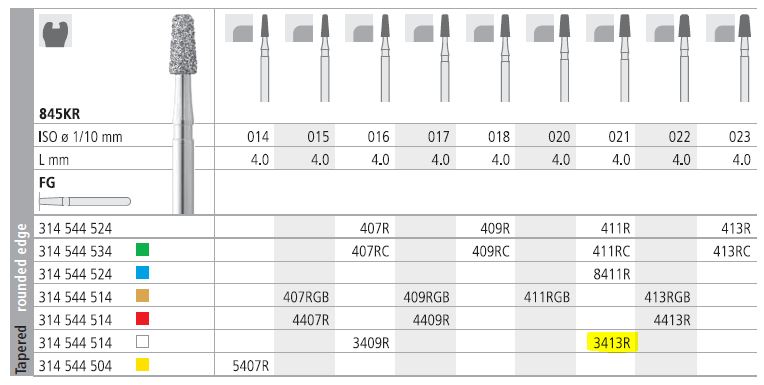 INTENSIV DIAMOND BUR 3413R FINE (845KR-021) FG/6