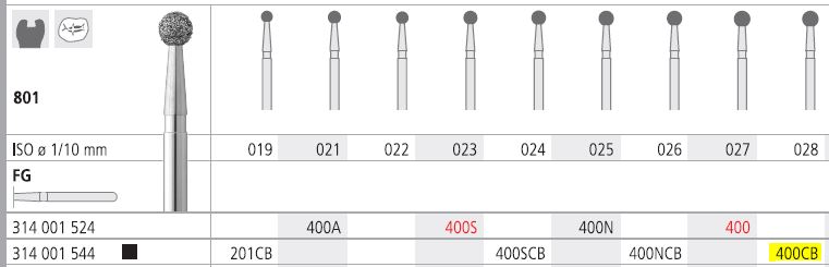 INTENSIV DIAMOND BUR 400CB XCOARSE (801-028) FG/6
