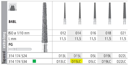 INTENSIV DIAMOND BUR D15L CRSE (848L-014) FG/6