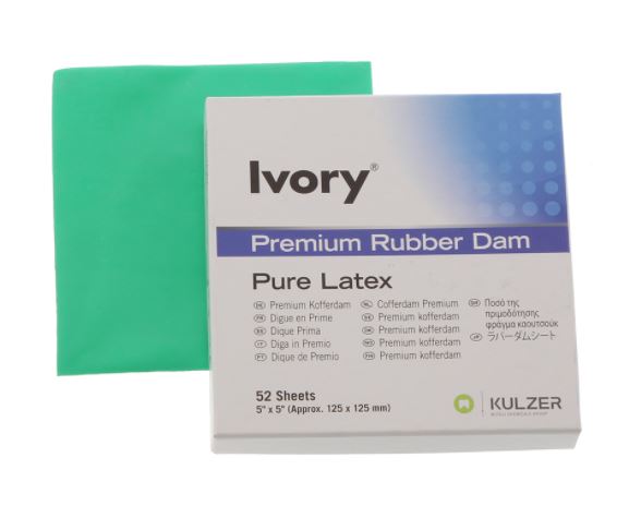  IVORY RUBBER DAM GREEN MED 5X5 PKT 52