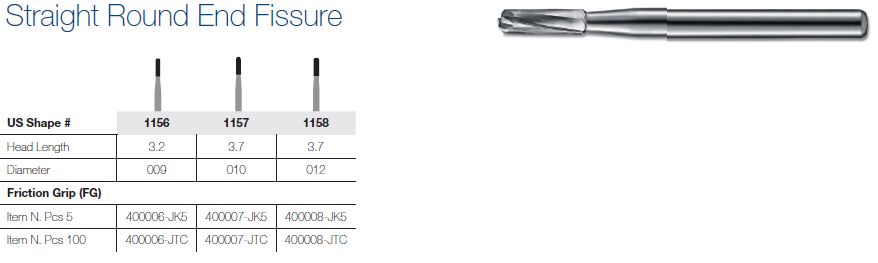 1158-5 FG JET CARBIDE STR FISS DOME PKT5