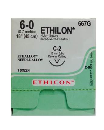 ETHILON SUTURE 6/0 13MM RC/12