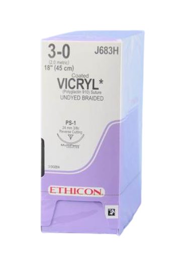 SUTURE VICRYL 3/0 24MM PS-1 RC 45CM/36