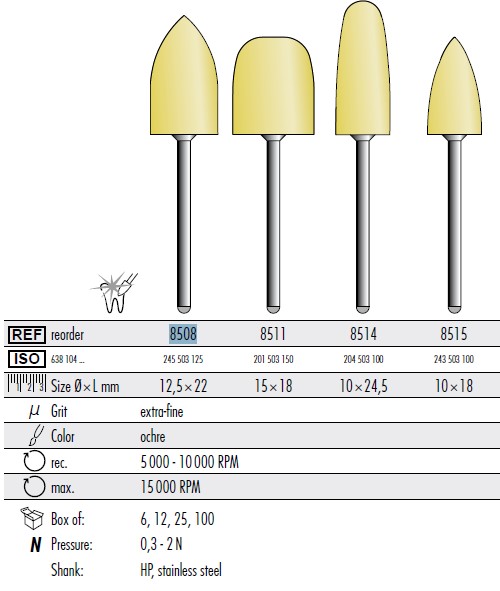 ACRYLIC POLISHER YELLOW XFINE FLAME  /6