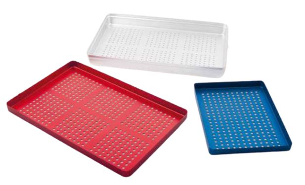 ALUMINIUM TRAY PERF GREY 28.5 X 18.5CM