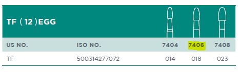 CARBIDE BUR 7406 T&F FG 018/5