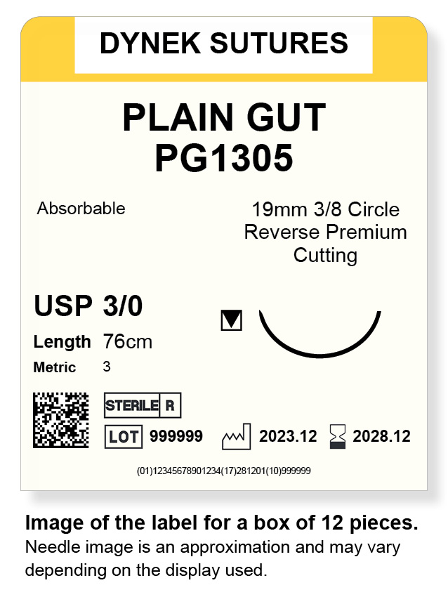 Plain Gut Suture 3/0 19mm 3/8RC 76cm/12