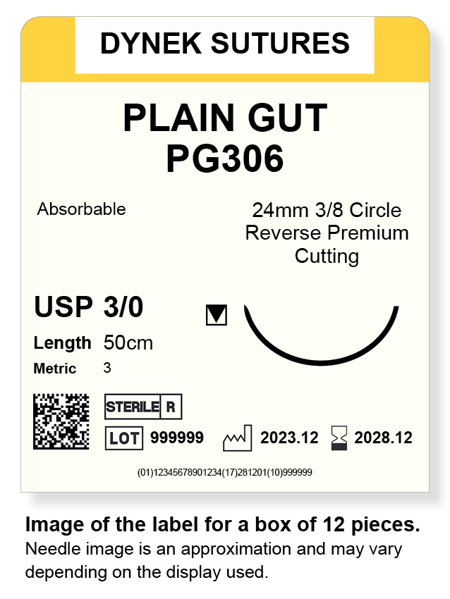 Plain Gut Suture 3/0 24mm 3/8RC 50cm/12