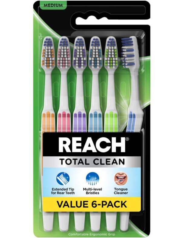 Total Clean Toothbrush Medium 6 Pack /10
