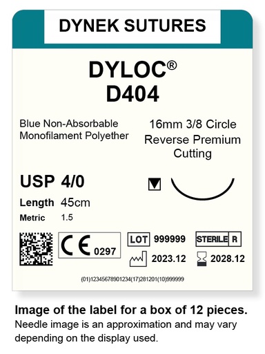 [DYD40412] DYLOC SUTURE 4/0 16MM3/8RC 45CM/12