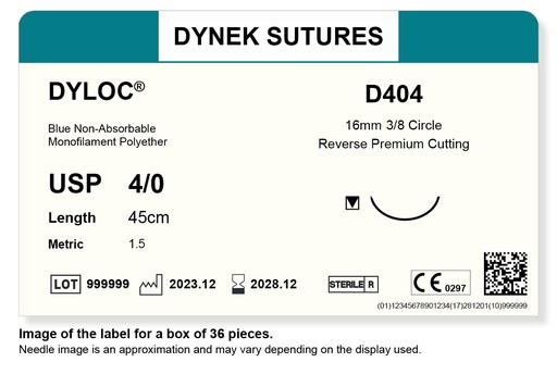 [DYD40436] DYLOC SUTURE 4/0 16MM3/8RC 45CM/36