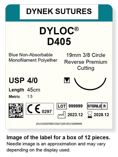 [DYD40512] DYLOC SUTURE 4/0 19MM3/8RC 45CM/12