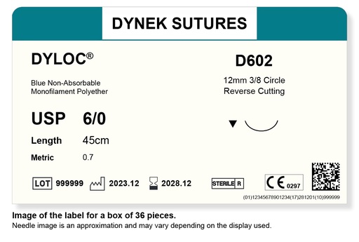 [DYD60236] DYLOC SUTURE 6/0 12MM3/8RC 45CM/36