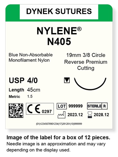 [DYN40512] NYLENE 4/0 19MM, 3/8RC 45CM /12