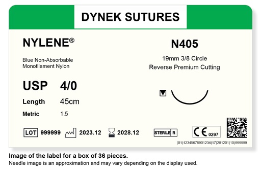 [DYN40536] NYLENE 4/0 19MM, 3/8RC 45CM /36