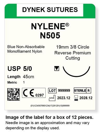 [DYN50512] NYLENE 5/0 19MM, 3/8RC 45CM /12