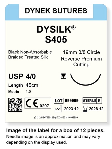 [DYS40512] SILK SUTURE 4/0 19MM, 3/8RC 45CM /12