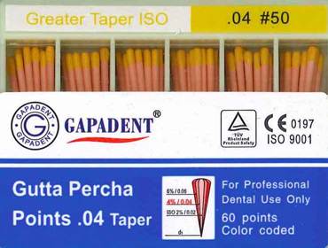 [GAGPT50] GUTTA PERCHA POINTS .04 TAPER 50 BOX/60