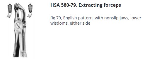 [HMHSA58079] EXTRACTION FORCEPS TOP HANDY LOWER WISDOM 79