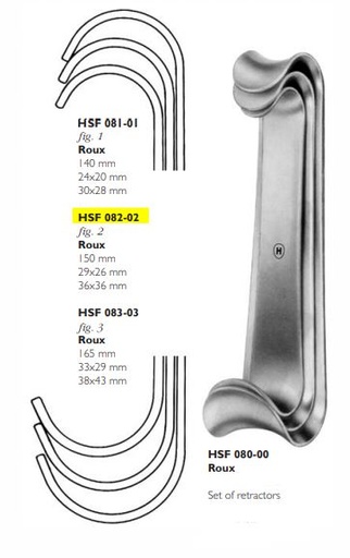 [HMHSF08202] RETRACTOR ROUX 2 MEDIUM 150MM