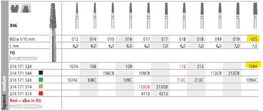 [IT109AF] INTENSIV DIAMOND BUR 109A STD (846-025) FG/6