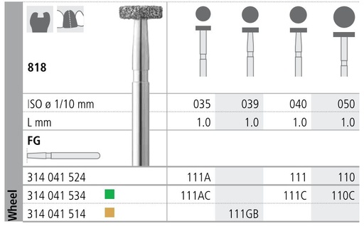 [IT111F] INTENSIV DIAMOND BUR 111 STD (818-040) FG/6