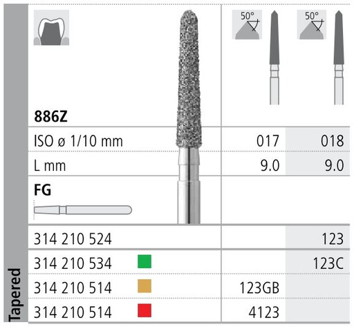 [IT123F] INTENSIV DIAMOND BUR 123 STD (886Z-018) FG/6