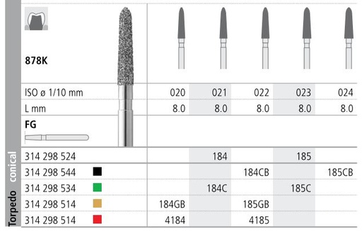 [IT185F] INTENSIV DIAMOND BUR 185 STD (878K-023) FG/6
