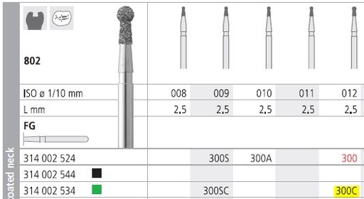 [IT300CF] INTENSIV DIAMOND BUR 300C COARSE (802-012) FG/6