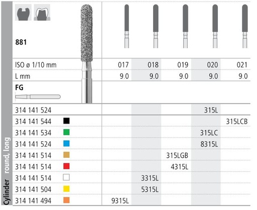 [IT315LF] INTENSIV DIAMOND BUR 315L STD (881-020) FG/6