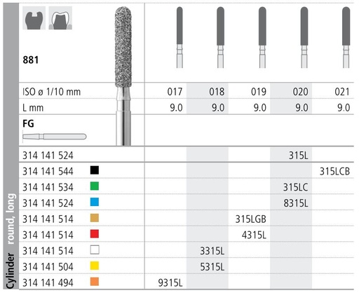 [IT315LGF] INTENSIV DIAMOND BUR 315L GOLD (881-019) FG/6