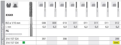 [IT399CF] INTENSIV DIAMOND BUR 399C CRS (836KR-012) FG /6