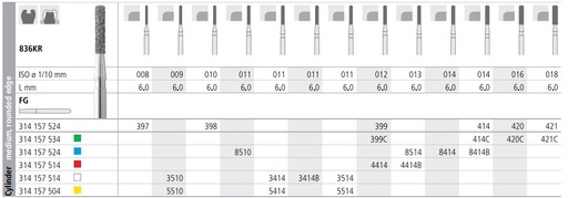 [IT5514F] INTENSIV DIAMOND BUR 5514 X-FINE (836KR-011) FG/6