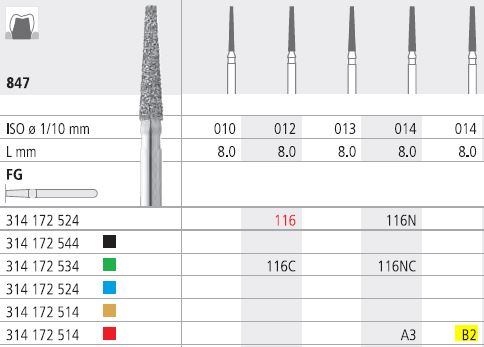 [ITB2F] INTENSIV DIAMOND BUR B2 FINE (847-014) FG/6