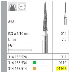 [ITD11GF] INTENSIV DIAMOND BUR D11 GOLD (858-010) FG/6