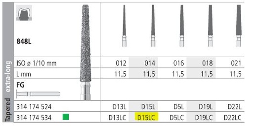[ITD15LCF] INTENSIV DIAMOND BUR D15L CRSE (848L-014) FG/6