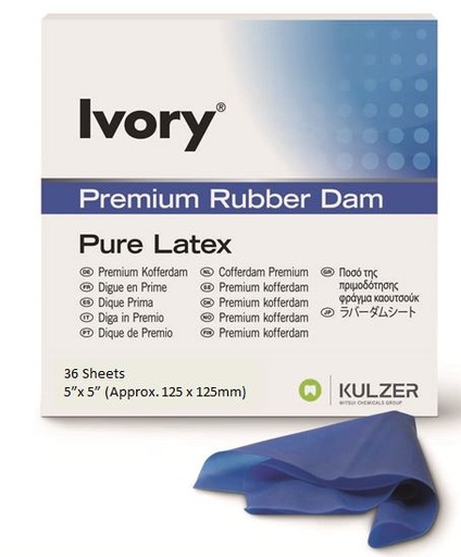 [IV66094058]  IVORY RUBBER DAM BLUE MED 5X5 PKT 52