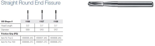 [JE11575FG] 1157-5 FG JET CARBIDE STR FISS DOME PKT5