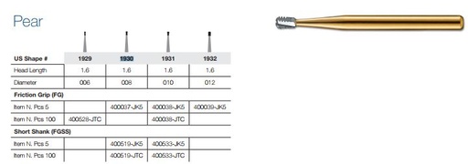 [JE1930100F] 1930-100 FG JET CARBIDE PEAR DOME FCC