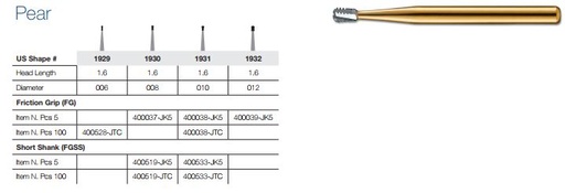 [JE19315FG] 1931-5 FG JET CARBIDE PEAR DOME FCC